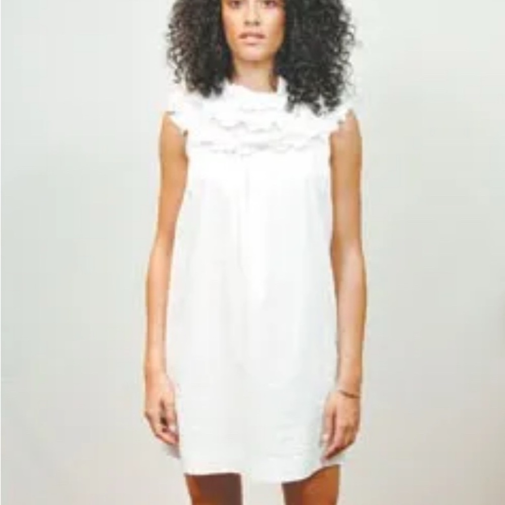 Fendi White Ruffled Mini Dress by Karl Lagerfeld